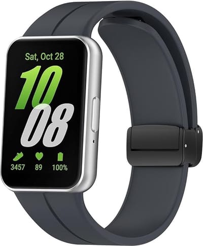 Strap-it Smartwatch siliconen bandje met D-buckle sluiting - geschikt voor Samsung Galaxy Fit 3 (donkergrijs)