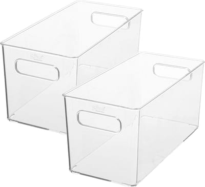 Set van 2x stuks 5five badkamer opslagbox voor make-up flesjes - kunststof - 31 x 15 cm - nagellak box - make-up box - organizer
