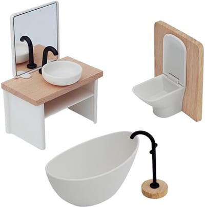 Allecto - Poppenhuisdecoratie - Miniatuur meubels badkamer - 4 stuks