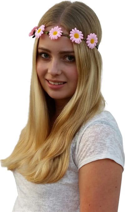 4 bloemenhaarbandjes - Roze - Hippie/ Flower Power