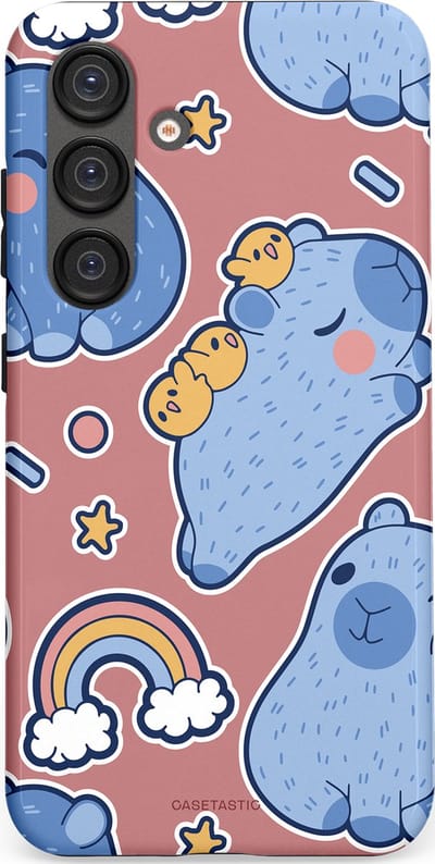 Casetastic Hoesje Geschikt voor Samsung S25 - Stijlvolle Beschermende Duo-layer Case - Capibara knuffelvriend