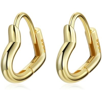 Boucles d'oreilles en argent Sterling 925 pour femmes, cerceaux en forme de cœur, bijoux en argent véritable 925, marque originale beige