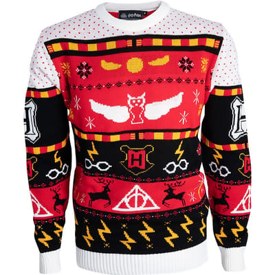 Harry Potter Hogwarts Christmas Knitted Jumper - Red - M