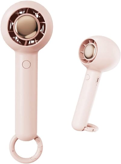 KZQ Handventilator - Draagbare ventilator - Turboventilator - Met karabijnhaak - USB-oplaadkabel - 1200 mAh - 2 instelbare windsnelheden - Stille werking - Geschikt voor buiten, thuis, op reis en in studentenkamers - Roze