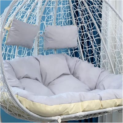 Hangstoelkussen Dubbel - Schommelstoel Kussen - Buiten Ontspannen - 15cm Dikke Vulling - 125 x 100 cm - Grijs Beige