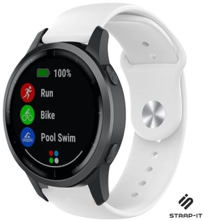 Strap-it Sport siliconen bandje - geschikt voor Garmin Vivoactive 4 45mm / Garmin Venu 2 - wit