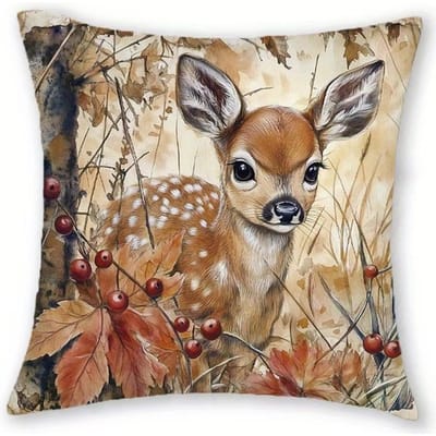 Schattige Bosdier Print Kussenslopen Hert Eekhoorn Egel Vos Bank Huisdecoratie 2D Platte Print Short plush 50*50(CM)-1Pcs