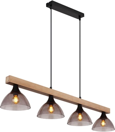 Globo - hanglamp - Lindi - naturel zwart - metaal - grote eettafellamp - E14 - 15544-4H