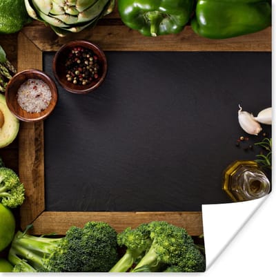 Poster Fruit - Krijtbord - Groente - 100x100 cm XXL