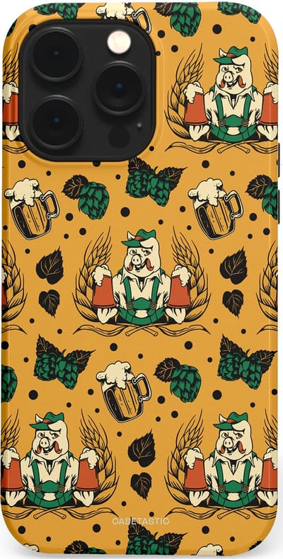 Casetastic hoesje geschikt voor Apple iPhone 14 Pro Max - MagSafe - Dubbellaagse bescherming - Oktoberpret - Fashion Case - Goud Taupe Donkergroen Donkergrijs