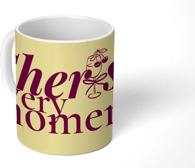 Mok - Koffiemok - Cherish every moment - Cocktailglas - Geel - Mokken - 350 ML - Beker - Koffiemokken - Theemok - Mok met Tekst