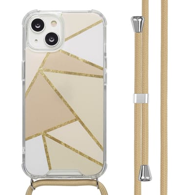 imoshion Hoesje - Geschikt voor Apple iPhone 14 - Design Hoesje met Koord - Beige Graphic