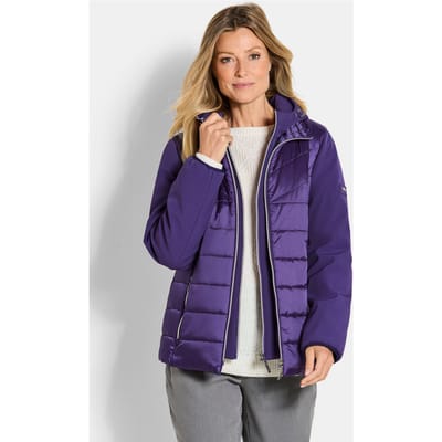 Gewatteerd jack met mouwen van softshell - paars - Gr. 38 van Goldner Fashion