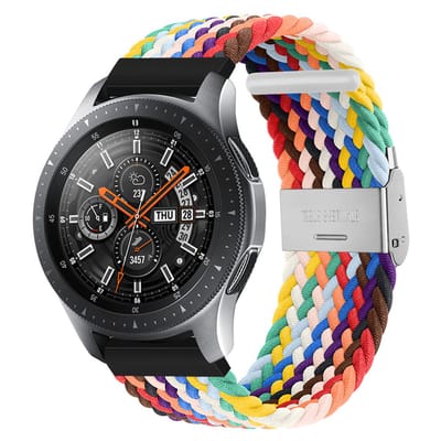 Qelus Kleurrijke 20mm Gebreide Nylon Elastische Horlogeband met RVS Gesp - Verstelbare Lengte - Vervangende Band voor Horloges en Smartwatches - Sportief, Zachte en Ademende - Voor Mannen en Vrouwen