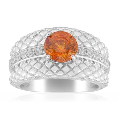 Cavill - Elegante Ring 925 Sterling Zilver Rhodium - 1,564 ct Spaanse Sphaleriet & 0,367 ct 12 Zirkonia - Rond Geslepen Edelstenen - Luxe damesring