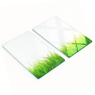 Multifunctionele decoratieve keukenplanken van gehard glas met grasmotief, 2x30x52 cm