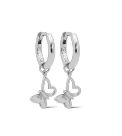 Karma Oorringen Hinged Hoops Felia zirconia Butterfly - 925 Sterling zilver - 14 k gouden plating - 25 MM