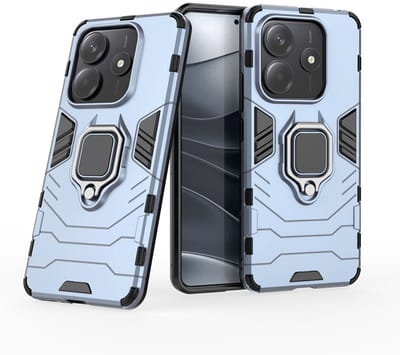 MobyDefend Hoesje - Geschikt voor Xiaomi Redmi Note 14 5G - Dubbelgelaagde Pantsercase Met Standaard - Blauw