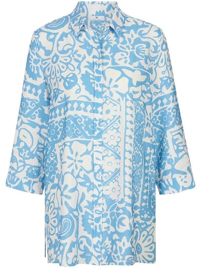 Lange blouse 3/4-mouwen Van Peter Hahn wit