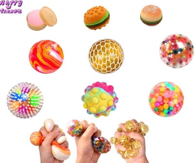 Happy Trendz® - Squeeze Stress Ball Set (6 Stuks) - Fidget Toys in Verschillende Kleuren - Voor Kinderen & Volwassenen