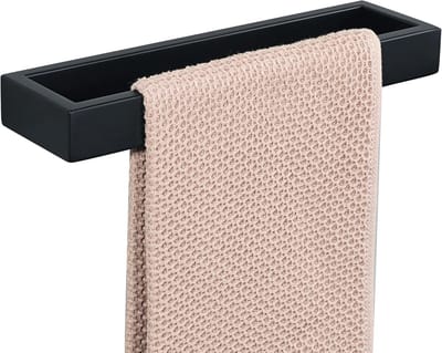 Handdoekrail Wandmontage Zwarte Handdoekhouder Handdoekring voor Badkamer Keuken SUS304 Rvs 10Inch/260MM, EGKN2210-260-B