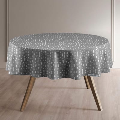 Protecttable - Rond Kerst Tafelzeil Kerstboom Grijs Ø138cm - Tafelkleed Afwasbaar - Kunststof
