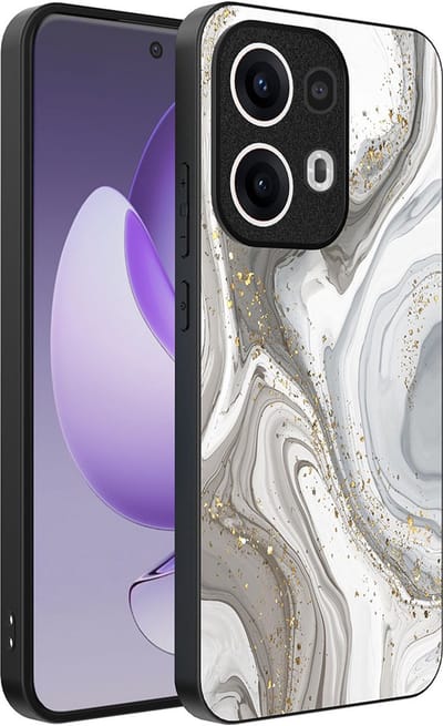 Smartphonica Telefoonhoesje Geschikt voor Oppo Reno 13 Pro met marmer opdruk - TPU backcover case marble design - Zilver geschikt voor Oppo Reno 13 Pro