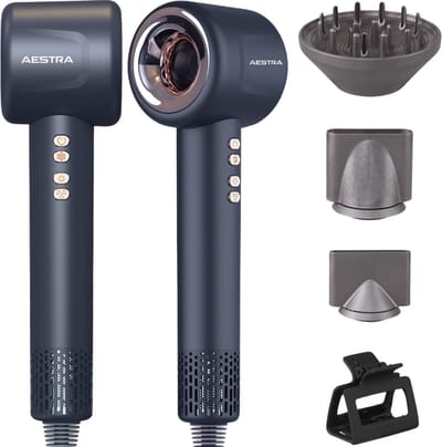 Föhn met Diffuser - Aestra - 110.000RPM - Superkrachtig - Föhnborstel - Haardroger - 3 Opzetstukken - Ionische Functie - Grijs