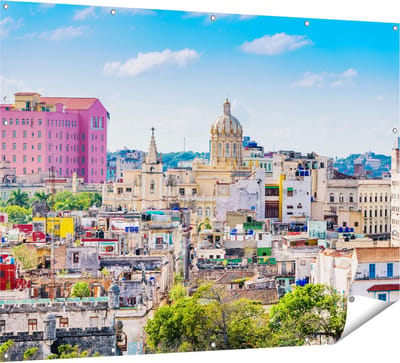Gards Tuinposter Havana Stad in Cuba - 160x120 cm - Tuindoek - Tuindecoratie - Wanddecoratie buiten - Tuinschilderij