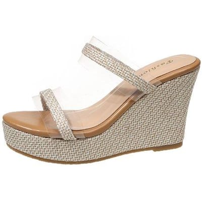 Zomerschoenen voor Dames Wedges Sandalen Dames Hoge Hakken Sandalen Slippers Dames Design Schoenen Platform Sandalen Buitenslippers 43 beige
