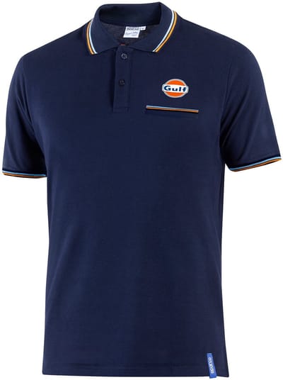 Sparco Gulf Gulf Piqué Pocket Poloshirt - Wit/Marineblauw/Lichtblauw — XL