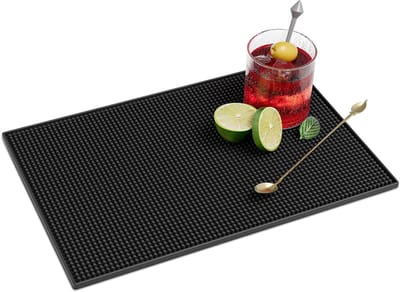 Bar Mat Zwart 45x30 cm - Gemakkelijk Schoon te Maken, Antislip Tapijt voor Thuisbar, Barmat voor Drogen van Glazen & Bescherming van Gereedschap