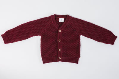 MXM Baby vest- Bordeaux- Katoen- Knoop sluiting- V-hals- Maat 80