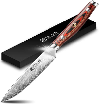 PAUDIN P6 Officemes 12,5 cm - Japans mes - Koksmes Professioneel - Damascus Staal - Ergonomisch Handvat