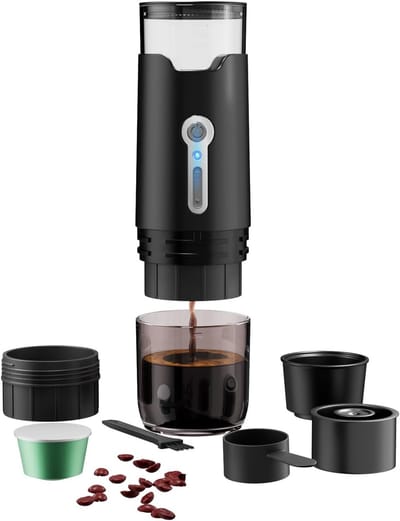 Draagbare koffiepot en koffiezetapparaat voor in de auto Draagbare koffiezetter, koffiezetapparaat voor op de camping, in de caravan, tijdens het wandelen en op kantoor - geen zelfopwarmfunctie