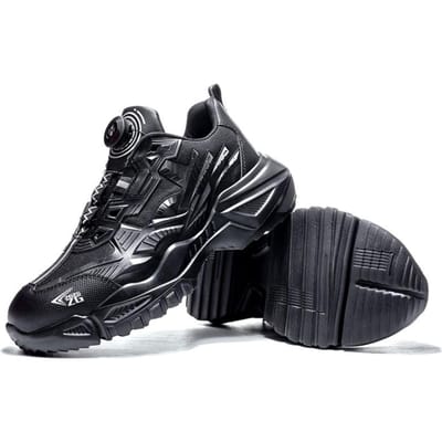 Draaigesp Werkveiligheidsschoenen voor Heren Stalen Neus Ademend Zwart Onverwoestbare Schoenen Puncturebestendig Unisex Platform Sneaker 42 gray