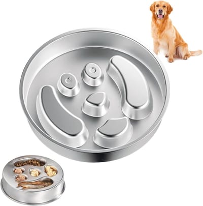 Anti-schrokbak Hond - Slow Feeder - Gezond Eten - Roestvrij Staal - 22 cm - Zilver