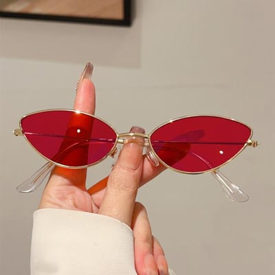 Metalen Kleine Vorm Frame Retro Stijl Kattenoog Zonnebril Voor Vrouwen Voor Voor Mannen Populair Premium Designer Zonlicht Bril Punk Hip Hop Zicht UV400 As The Picture