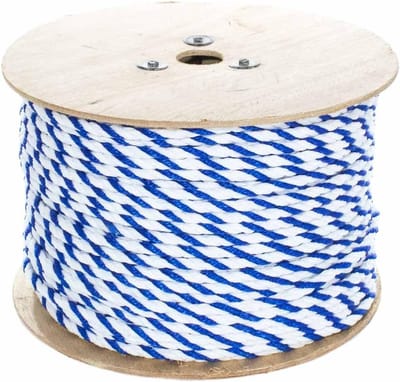 Gedraid Polypro Touw - Waterlijn Koord - Zwembad Afbakening - Drijvend en Duurzaam - 3/8 Inch 100 Voet - Blauw Wit