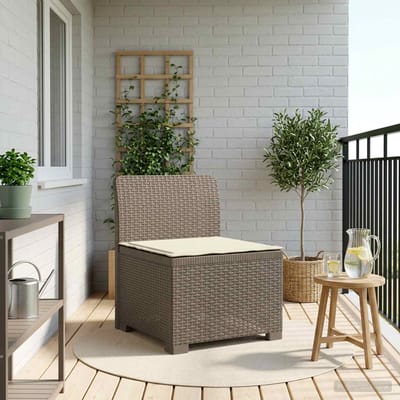 vidaXL - Eén-zits - Tuin - Sofa - met - Kussen - Rieten - Look - PP - Lichtgrijs
