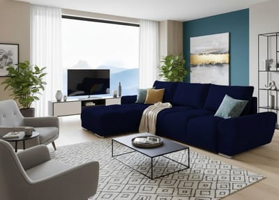Luxe Uitschuifbare Slaapbank – Blauw – 289x189 cm – Industrohome