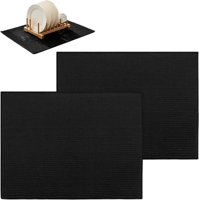 2 stuks droogmat, microvezel, afdruipmat, servies, 50 x 38 cm, afdruipmat, sneldrogende afdruipmat, servies, machinewas, voor gootsteen, eettafel