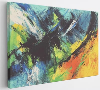 Saammp Canvas Schilderij - Kleurrijke verfspatten - Abstract kunstwerk - 30x20 - Foto op canvas - Wanddecoratie - Muurdecoratie Woonkamer - Slaapkamer decoratie - Canvas Print