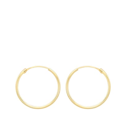 Lucardi Dames Oorbellen 18mm - Oorbellen - Cadeau - 9 Karaat - Geelgoud