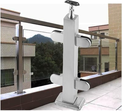 Glazen Regenpaal - Balkonhek Paal - Terras Afscheiding - Roestvrij Staal 304 - Verschillende Hoogtes - Zilverkleurig