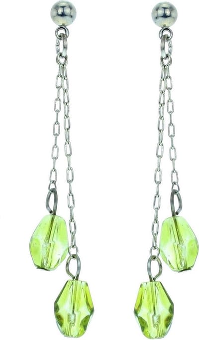 Behave - Oorhangers dames - Zilverkleur groen - Modern speels 5 cm