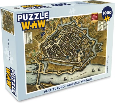 Puzzel Plattegrond - Arnhem - Vintage - Legpuzzel - Puzzel 1000 stukjes volwassenen - Stadskaart