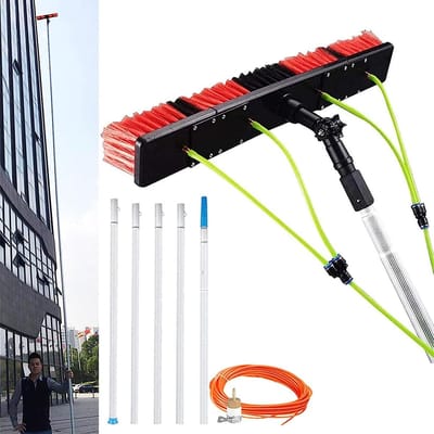 Telescopische Raamwisser - Raamstok Schoonmaak - Ramen Poetsen - Watergevoede Reiniging - 9 meter - Zilver