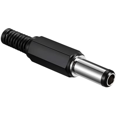 Soldeerbare DC plug 2,5 x 5,5 (14mm lang) met knikbeschermer