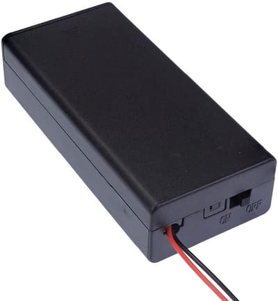 Batterijhouder - Energie Opslag - Elektronica Projecten - Met Vliegende Kabels - Voor 2x 18650 - Zwart